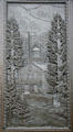 Panel of early public building on bronze doors of Washington State Capitol. Olympia, WA.