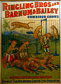Ringling Bros, Barnum & Bailey combined shows poster featuring leopard act at Circus World Museum. Baraboo, WI.