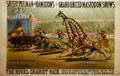 Poster for Shelby, Pullman & Hamilton's Grand United Mastodon Shows & its Novel Chariot Race between giraffes, zebras & elks, an American show, at Circus World Museum. Baraboo, WI.