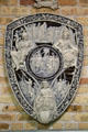 Story of Columbus ceramic shield from England at Columbus Museum. Columbus, WI