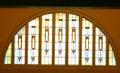 Sullivan stained-glass front window details in Farmer's & Merchant's Union Bank. Columbus, WI.