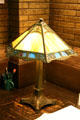 Glass tiffany-style lamp in Farmer's & Merchant's Union Bank. Columbus, WI.