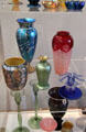 Group of glass vases & candlesticks by Vineland Flint Glass Works/Durand Art Glass, Vineland, NJ at Huntington Museum of Art. Huntington, WV.