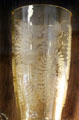 Topaz vase with wildflower etch at Fostoria Glass Museum. Moundsville, WV.