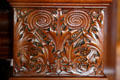 Woodwork detail of banister at Nagel Warren Mansion. Cheyenne, WY.