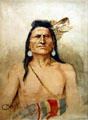 Indian warrior painting by Charles M. Russell at Nelson Museum of the West. Cheyenne, WY.