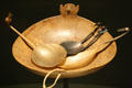 Santee Dakota feast bowl , Lakota & Plateau Indian horn spoons at Buffalo Bill Center of the West. Cody, WY.