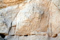 Array of signatures on Register Cliff near Platte River which caused Oregon Trail to narrow. WY.
