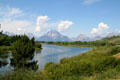 Grand Teton peaks over Snake River in National Park. WY.