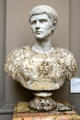 Roman Emperor Caligula or Augustus portrait bust with Gorgon Medusa at Lady Lever Art Gallery. Liverpool, England.