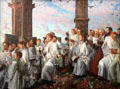 May Morning on Magdalen Tower painting by William Holman Hunt at Lady Lever Art Gallery. Liverpool, England.