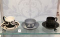 Wedgwood black & blue jasper plus black basalt cups & saucers at Lady Lever Art Gallery. Liverpool, England.