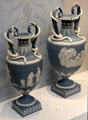 Wedgwood blue jasper vases with classical themes at Lady Lever Art Gallery. Liverpool, England.