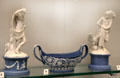 Wedgwood jasper statuettes of Mercury & Jupiter & blue jasper cream bowl at Lady Lever Art Gallery. Liverpool, England.