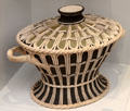 Wedgwood terracotta stoneware & black slip flower basket at Lady Lever Art Gallery. Liverpool, England.
