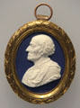 Voltaire portrait medallion of Wedgwood blue jasper at Lady Lever Art Gallery. Liverpool, England.
