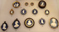 Collection of Wedgwood blue jasper portrait medallions at Lady Lever Art Gallery. Liverpool, England.