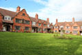 Cluster of Lever factory housing in park setting at Port Sunlight. Liverpool, England.