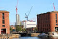 View from Royal Albert Docks to new construction near Liverpool port. Liverpool, England.