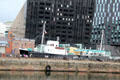 Great Western Railway Terminal & Edmund Gardner, Liverpool Pilot Cutter No 2 with black Discover complex beyond. Liverpool, England.