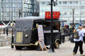 Antique Renault truck serves Korean food at Albert Dock. Liverpool, England.