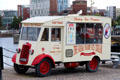 Antique Commer N1 truck serves ice cream at Albert Dock. Liverpool, England.