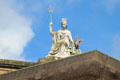 Britannia with liver bird atop Walker Art Gallery. Liverpool, England.