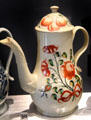 Creamware coffeepot with multicolored design at Walker Art Gallery. Liverpool, England.