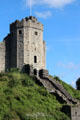 Stone steps leading up to Castle Keep at Cardiff Castle. Cardiff, Wales.