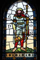 Stained glass window depicting Norse God Thor, in Winter Smoking Room, at Cardiff Castle. Cardiff, Wales.