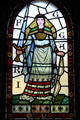 Stained glass window depicting Norse God Frigga, in Winter Smoking Room, at Cardiff Castle. Cardiff, Wales.