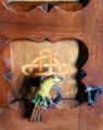 Bird carving detail in Winter Smoking Room at Cardiff Castle. Cardiff, Wales.