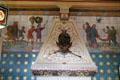 Chimneypiece & part of processional tiled frieze depicting heroes & heroines from children's literature painted by Horatio Lonsdale to designs of William Burges in Day Nursery at Cardiff Castle. Cardiff, Wales.