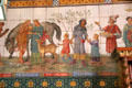 Genevieve & The Children in the Wood sections of painted tile frieze of children's stories by Horatio Lonsdale & William Burges in Day Nursery at Cardiff Castle. Cardiff, Wales.