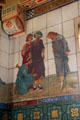 Cinderella section of painted tiled frieze of children's stories by Horatio Lonsdale& William Burges in Day Nursery at Cardiff Castle at Cardiff Castle. Cardiff, Wales.