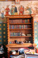 Book shelf with spooled carving in Day Nursery at Cardiff Castle. Cardiff, Wales.