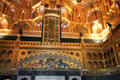 Overview of Arab Room showing ceiling & Lord Bute coat-of-arms mosaic at Cardiff Castle. Cardiff, Wales.