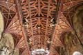 Neo-Gothic hammerbeam ceiling in Banqueting Hall at Cardiff Castle. Cardiff, Wales.