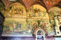 Scenes of Anarchy conflict in which Matilda, Robert's half-sister & her cousin Stephen both laid claim to the throne after Henry I died without heir in Banqueting Hall at Cardiff Castle. Cardiff, Wales.