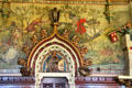 Painted mural of scene from Anarchy by Horatio Walter Lonsdale & archway with monk in contemplation at Cardiff Castle. Cardiff, Wales.