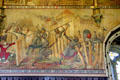 Painted mural of scene from Anarchy of close battle between opposing sides by Horatio Walter Lonsdale in Banqueting Hall at Cardiff Castle. Cardiff, Wales.