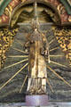 Gilded bronze statue of St John the Evangelist with his eagle symbol, designed by William Burges & sculpted by Ceccardo Egidio Fucigna in Lord Bute's bedroom at Cardiff Castle. Cardiff, Wales.