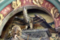 Detail of eagle on top of statue of St John the Evangelist in Lord Bute's bedroom at Cardiff Castle. Cardiff, Wales.