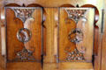 Detail of insect carving on wooden screen between bedroom & bathroom in Lord Bute's Bedroom at Cardiff Castle. Cardiff, Wales.