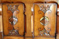 Detail of insect carving on wooden screen between bedroom & bathroom in Lord Bute's Bedroom at Cardiff Castle. Cardiff, Wales.