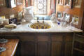 Sink, water pitcher, & other items for morning ablutions in Lord Bute's bathroom at Cardiff Castle. Cardiff, Wales.