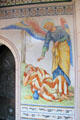 Section from tile mural illustrating life of Elijah in Roof Garden at Cardiff Castle. Cardiff, Wales.