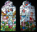 Stained glass windows depicting sacrifices to God from Old Testament at Cardiff Castle. Cardiff, Wales.