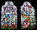 Stained glass windows depicting Biblical scenes at Cardiff Castle. Cardiff, Wales.