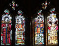 Stained glass depicting King Henry VII & Queen Elizabeth of York + King Richard III & Consort Anne Neville at Cardiff Castle. Cardiff, Wales.